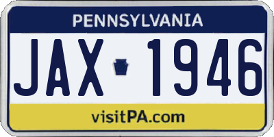 PA license plate JAX1946