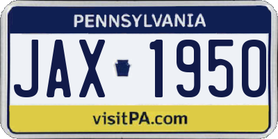 PA license plate JAX1950