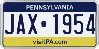 PA license plate JAX1954