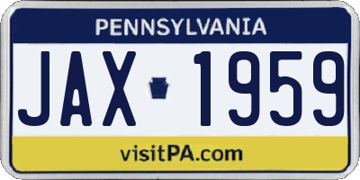 PA license plate JAX1959
