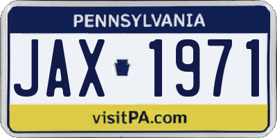 PA license plate JAX1971