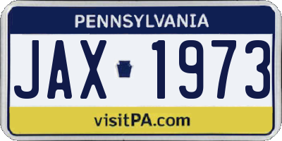 PA license plate JAX1973