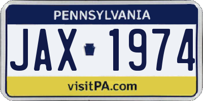 PA license plate JAX1974