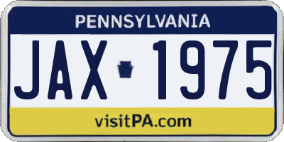 PA license plate JAX1975