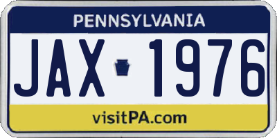 PA license plate JAX1976