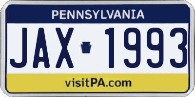 PA license plate JAX1993