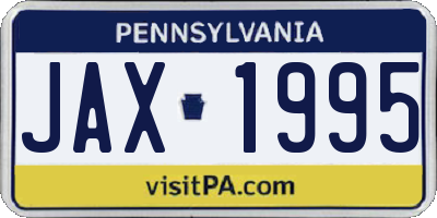 PA license plate JAX1995