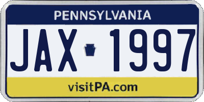 PA license plate JAX1997