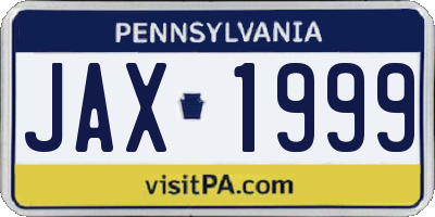 PA license plate JAX1999