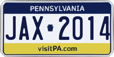 PA license plate JAX2014