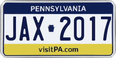 PA license plate JAX2017