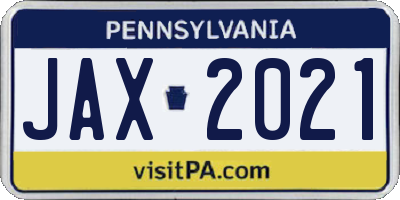 PA license plate JAX2021