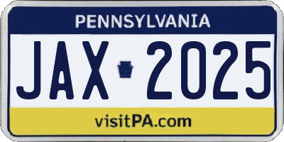 PA license plate JAX2025