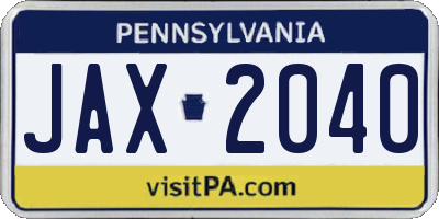 PA license plate JAX2040