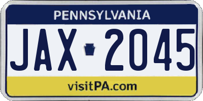 PA license plate JAX2045