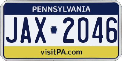 PA license plate JAX2046