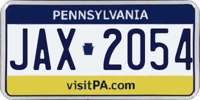 PA license plate JAX2054