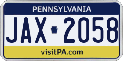 PA license plate JAX2058