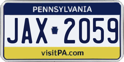 PA license plate JAX2059