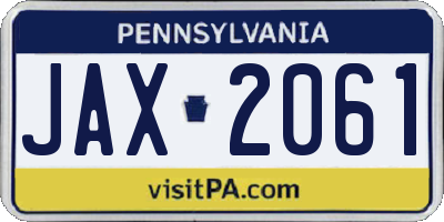 PA license plate JAX2061