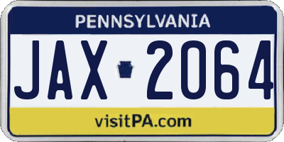 PA license plate JAX2064
