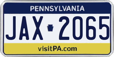PA license plate JAX2065