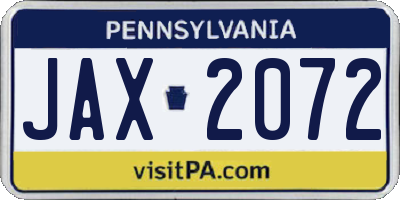 PA license plate JAX2072
