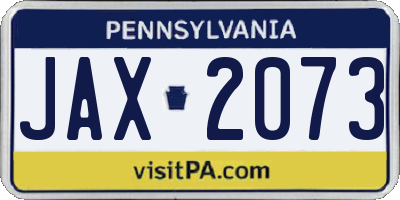 PA license plate JAX2073