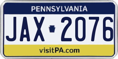 PA license plate JAX2076