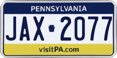 PA license plate JAX2077