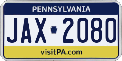 PA license plate JAX2080