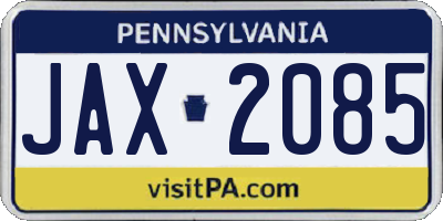 PA license plate JAX2085