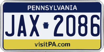 PA license plate JAX2086