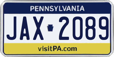 PA license plate JAX2089