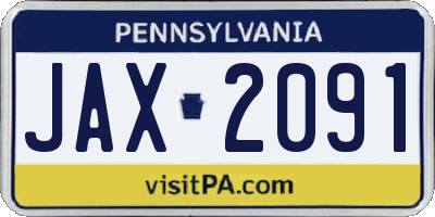 PA license plate JAX2091
