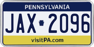 PA license plate JAX2096