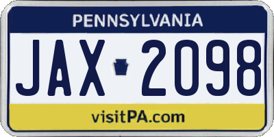 PA license plate JAX2098