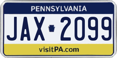 PA license plate JAX2099
