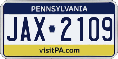 PA license plate JAX2109