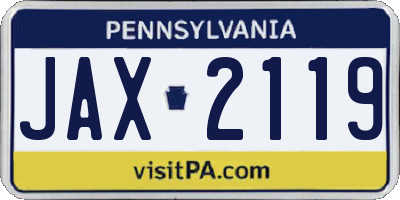 PA license plate JAX2119