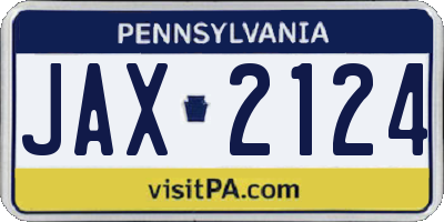 PA license plate JAX2124