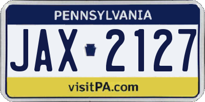PA license plate JAX2127