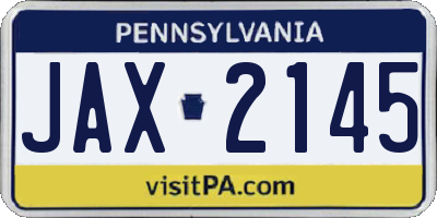 PA license plate JAX2145