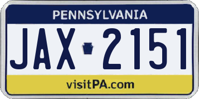 PA license plate JAX2151