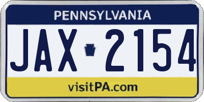 PA license plate JAX2154