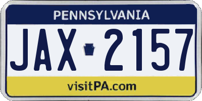 PA license plate JAX2157