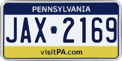 PA license plate JAX2169