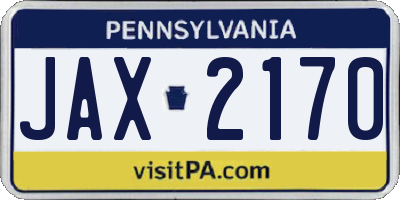 PA license plate JAX2170