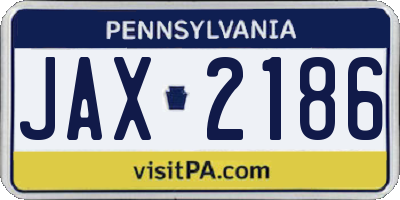PA license plate JAX2186
