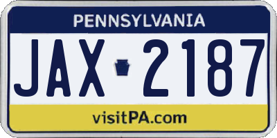 PA license plate JAX2187